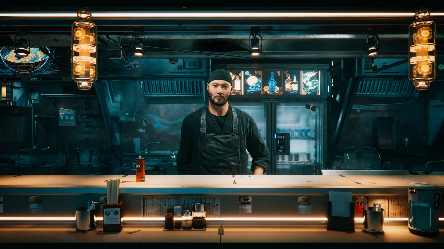 Jin behind the ramen counter in NVIDIA and Convai’s Kairos character demo